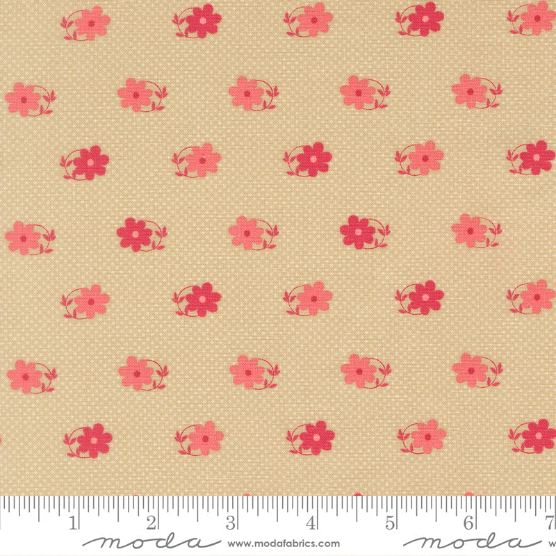 Petals And Polka Dots Pinwheels Florals Dots Linen by Bunny Hill Designs for Moda Fabrics 3083-13 scale