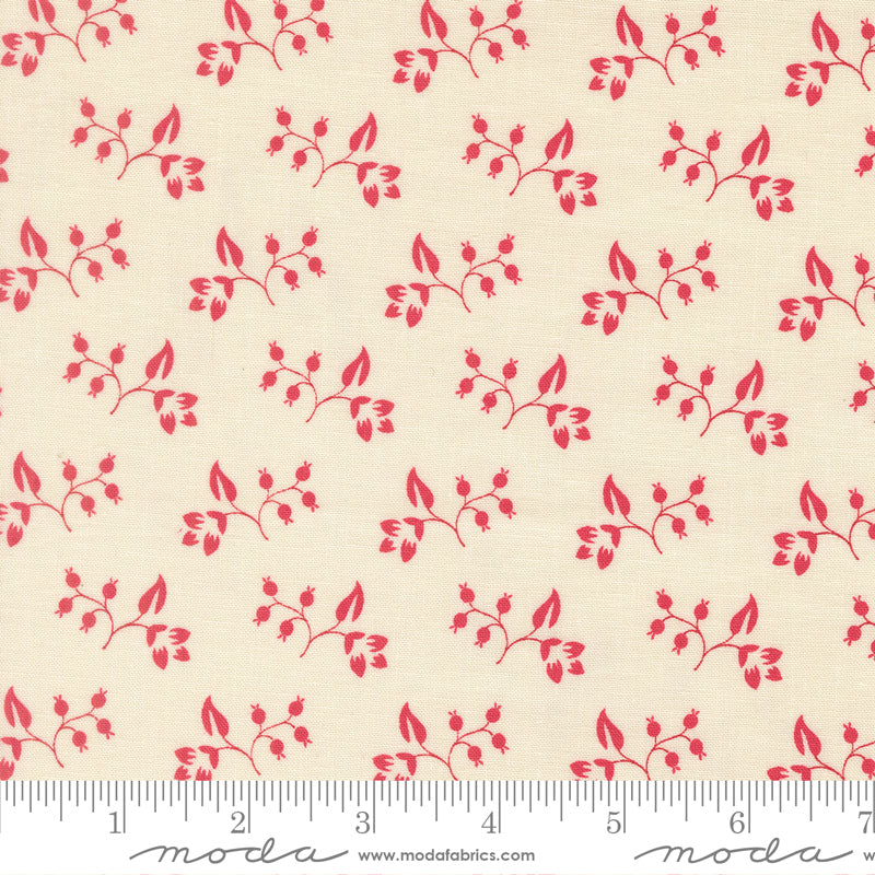Petals And Polka Dots Rose Hips Florals Lace by Bunny Hill Designs for Moda Fabrics 3085-11 scale
