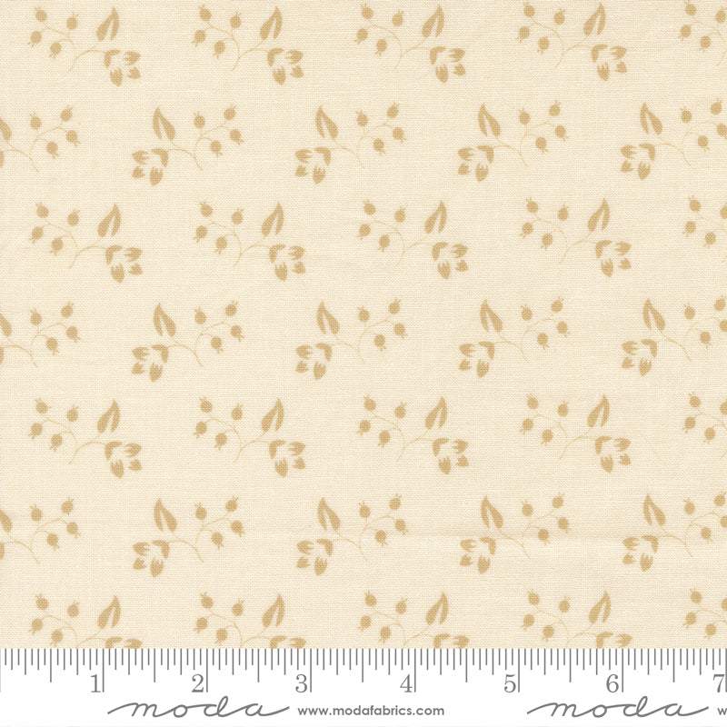 Petals And Polka Dots Rose Hips Florals Lace Linen by Bunny Hill Designs for Moda Fabrics 3085-23 scale