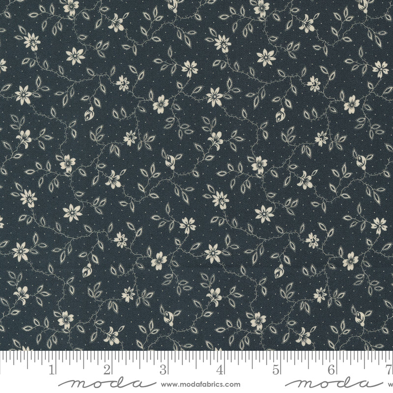 Goodnight Irene Blossom Vines Graphite by Betsy Cutchian for Moda Fabrics 31705-25 scale