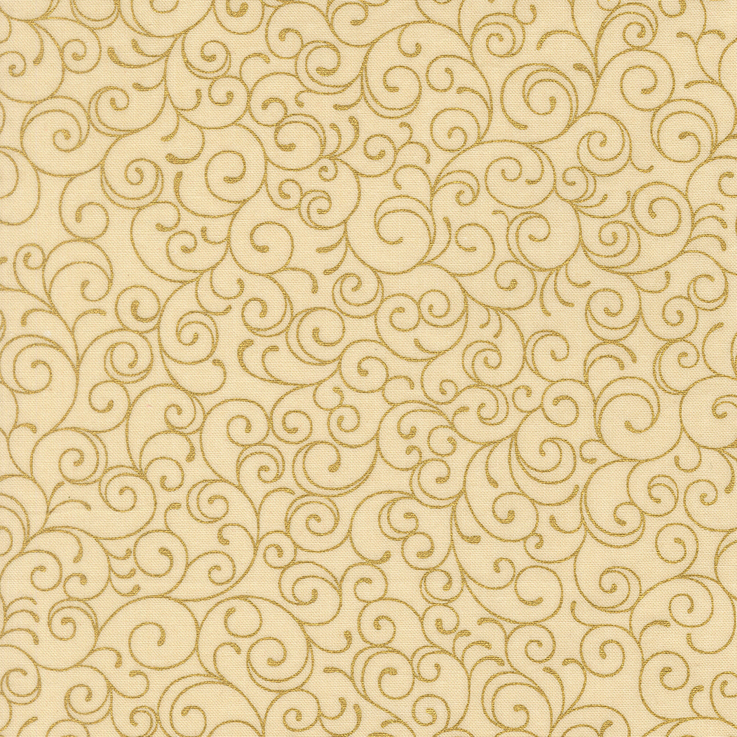 Merry Manor Metallic Swirl Blenders Cream by Moda Fabrics for Moda Fabrics 33865-11M