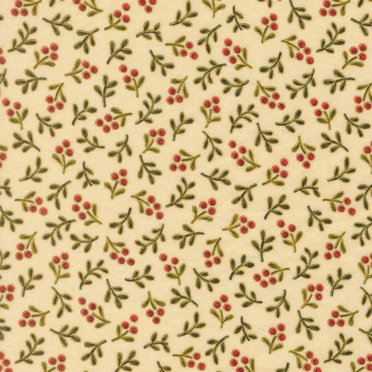 Merry Manor Metallic Swirl Blenders Cream by Moda Fabrics for Moda Fabrics 33866-11M