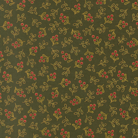 Merry Manor Metallic Swirl Blenders Evergreen by Moda Fabrics for Moda Fabrics 33866-13M
