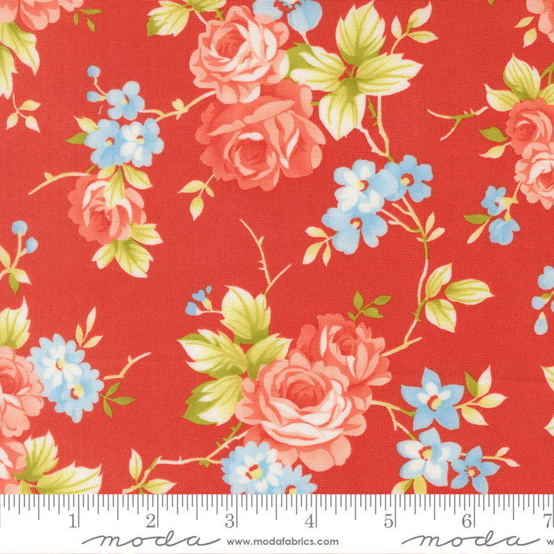 Rosie Country Rose Florals Strawberry scale