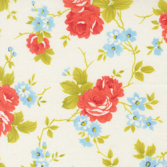 Rosie Country Rose Florals Whipped Cream by Fig Tree Co for Moda