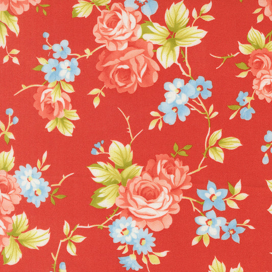 Rosie Country Rose Florals Strawberry by Fig Tree Co for Moda