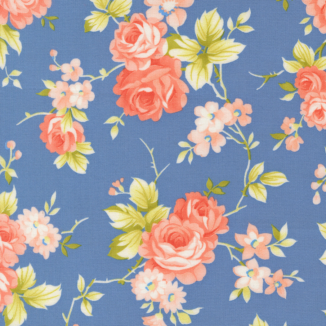 Rosie Country Rose Florals Blueberry by Fig Tree Co for Moda