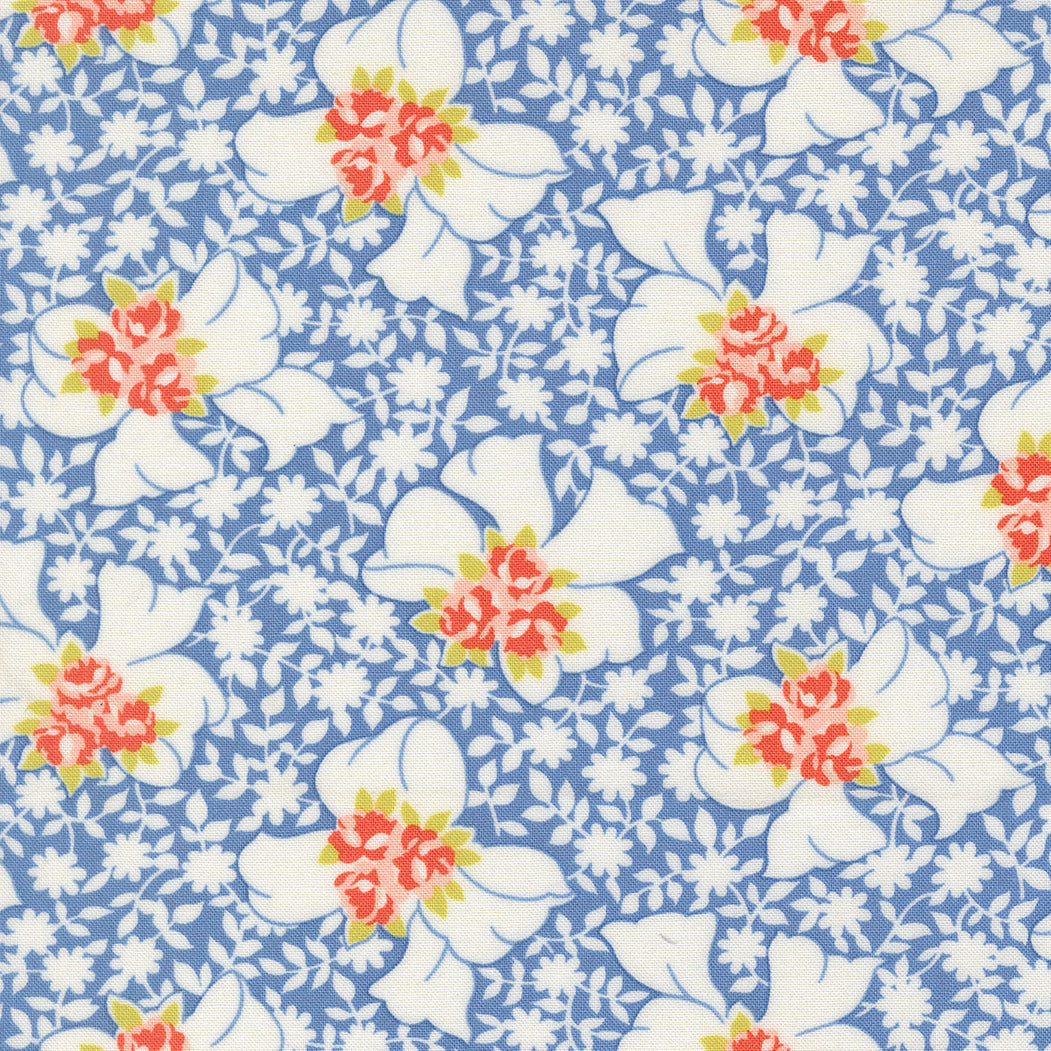 Rosie Nanas Apron Florals Blueberry by Fig Tree Co for Moda