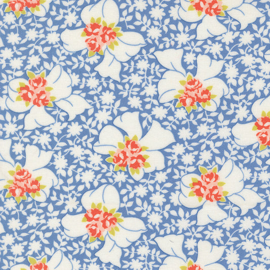Rosie Nanas Apron Florals Blueberry by Fig Tree Co for Moda