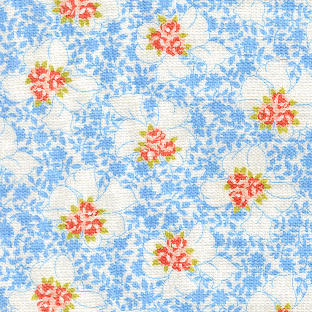 Rosie Nanas Apron Florals Forget Me Not by Fig Tree Co for Moda