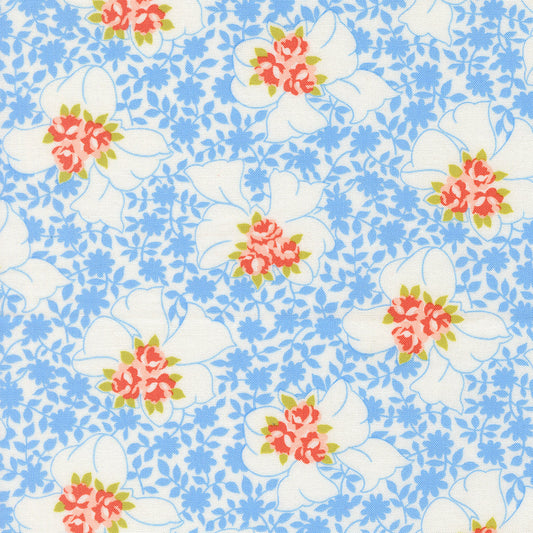 Rosie Nanas Apron Florals Forget Me Not by Fig Tree Co for Moda