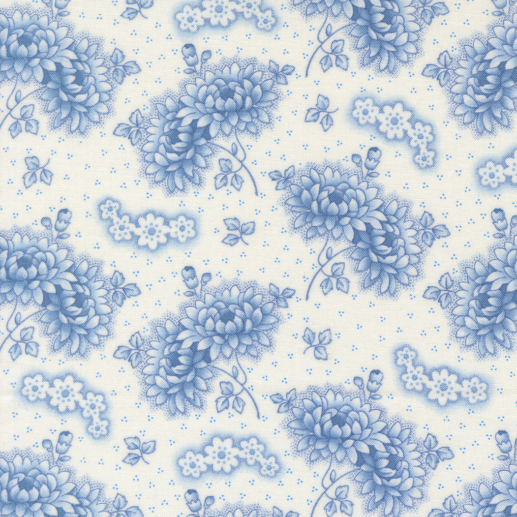 Rosie Vintage Linen Florals Blueberry by Fig Tree Co for Moda