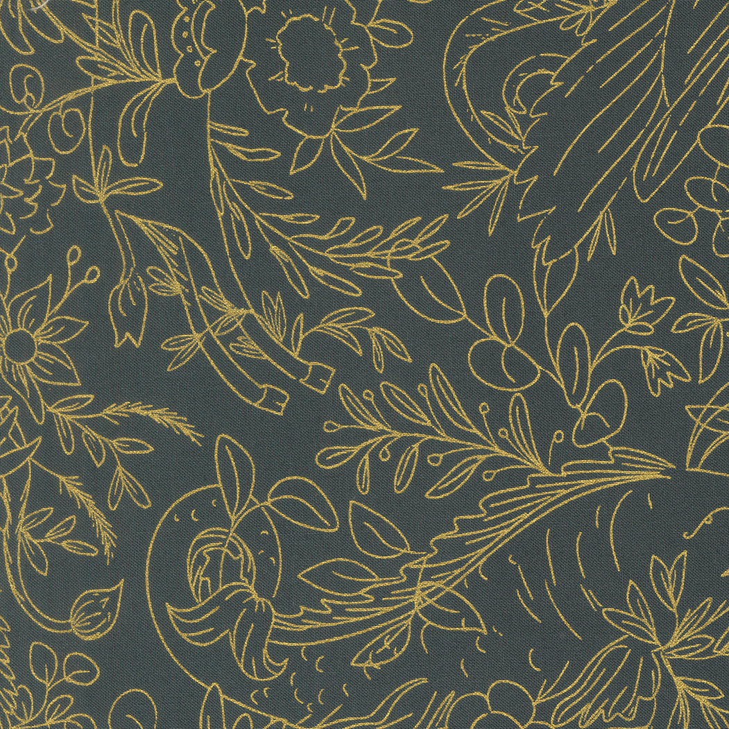 Sunlit Ruins Novelty Metallic Dusk by Jessica Rose for Moda