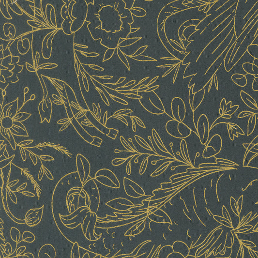Sunlit Ruins Novelty Metallic Dusk by Jessica Rose for Moda
