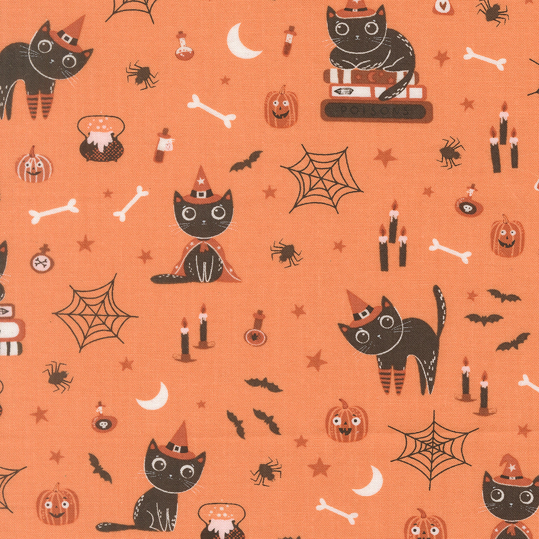 Purrs And Boos Cats Novelty Pumpkin by Elena Amo for Moda Fabrics 39060-14