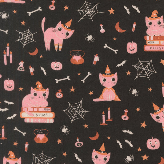 Purrs And Boos Cats Novelty Black Cat by Elena Amo for Moda Fabrics 39060-16