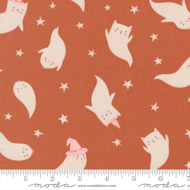 Purrs And Boos Ghost Novelty Spice by Elena Amo for Moda Fabrics 39061-15 scale