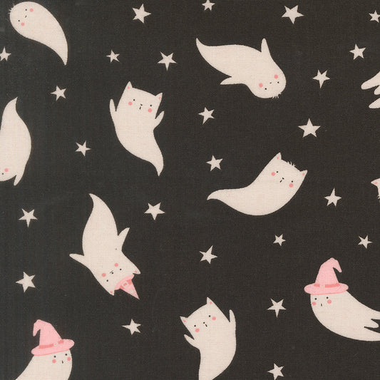 Purrs And Boos Ghost Novelty Black Cat by Elena Amo for Moda Fabrics 39061-16