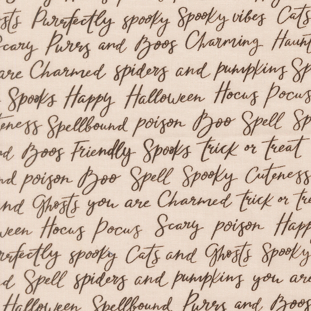 Purrs And Boos Happy Halloween Lettering Text and Words Moonbeam by Elena Amo for Moda Fabrics 39062-11