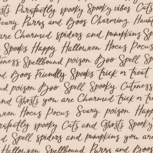 Purrs And Boos Happy Halloween Lettering Text and Words Moonbeam by Elena Amo for Moda Fabrics 39062-11