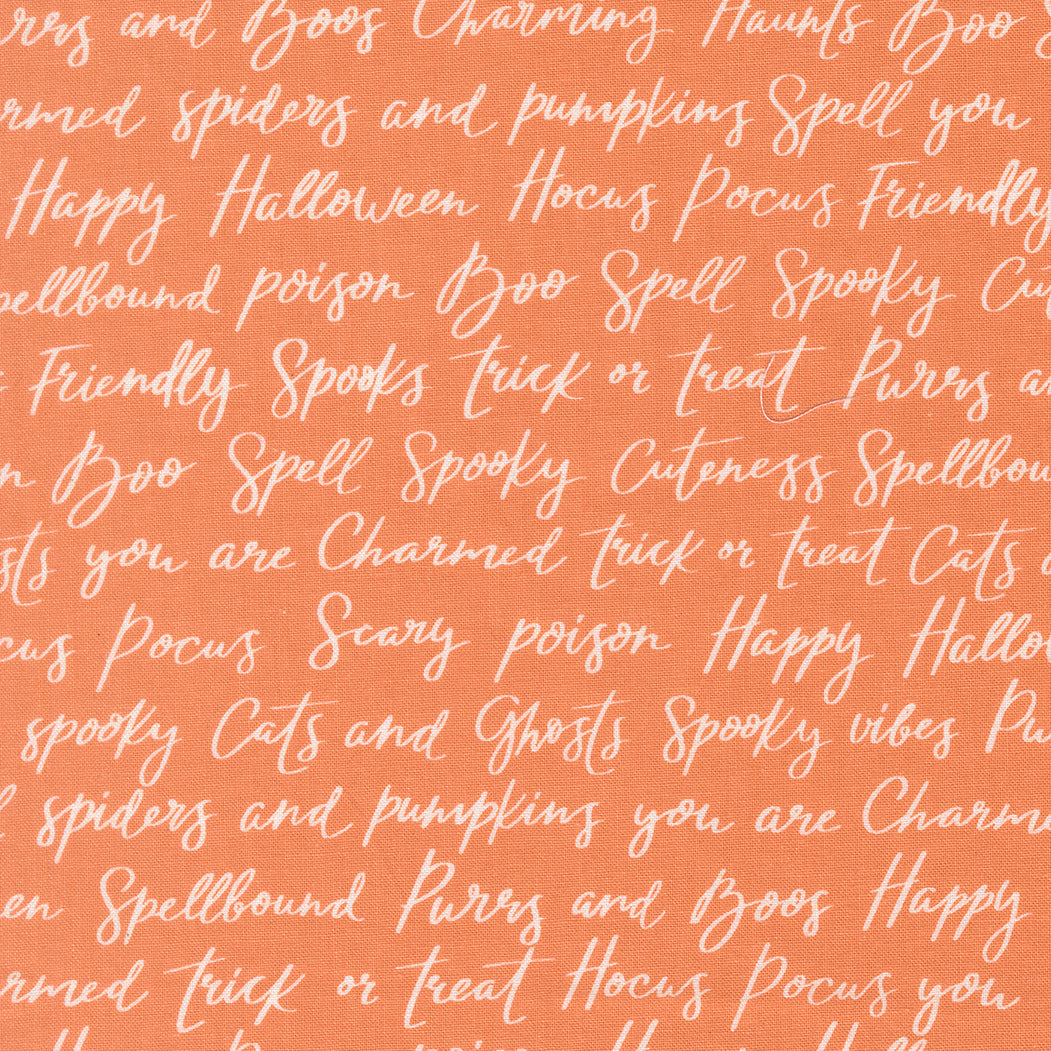 Purrs And Boos Happy Halloween Lettering Text and Words Pumpkin by Elena Amo for Moda Fabrics 39062-14