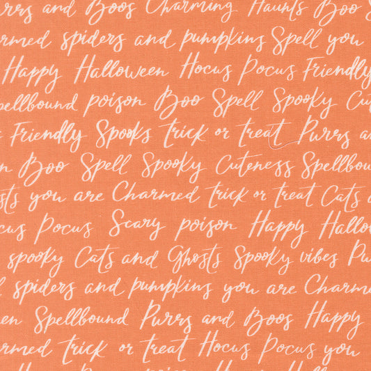 Purrs And Boos Happy Halloween Lettering Text and Words Pumpkin by Elena Amo for Moda Fabrics 39062-14