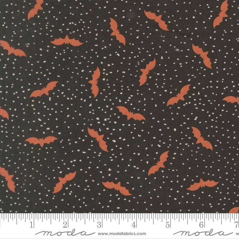 Purrs And Boos Bats Halloween Black Cat by Elena Amo for Moda Fabrics 39063-16 scale