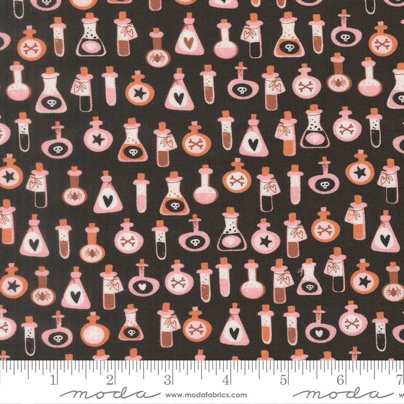 Purrs And Boos Poisons Novelty Black Cat by Elena Amo for Moda Fabrics 39065-16 scale