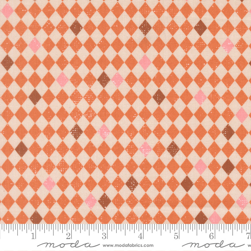 Purrs And Boos Harlequin Diamonds Blenders Pumpkin by Elena Amo for Moda Fabrics 39067-24 scale