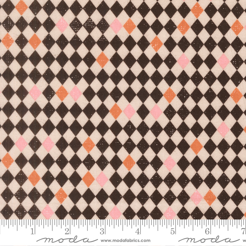 Purrs And Boos Harlequin Diamonds Blenders Black Cat by Elena Amo for Moda Fabrics 39067-26 scale