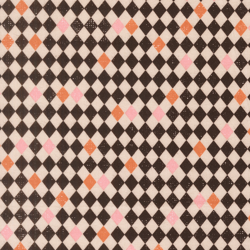 Purrs And Boos Harlequin Diamonds Blenders Black Cat by Elena Amo for Moda Fabrics 39067-26