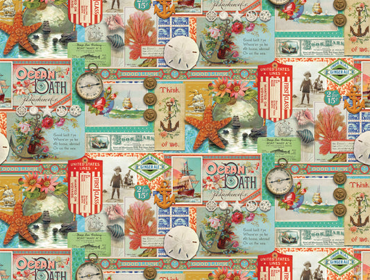 Saltwater Multi All Aboard Patchwork Collage yardage