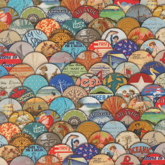 Saltwater Multi Hidden Treasure Patchwork Collage yardage