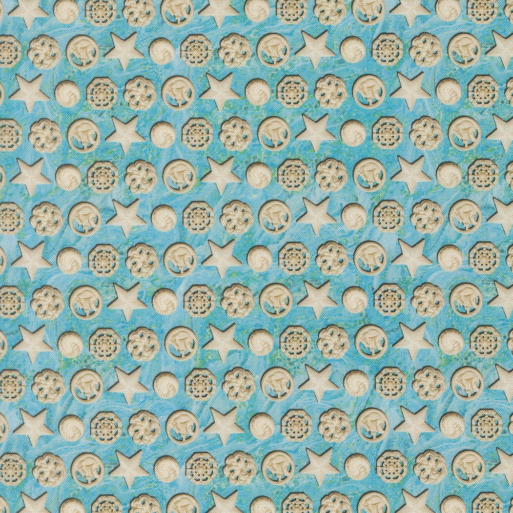 Saltwater Aqua The White Pearl Novelty Shells yardage