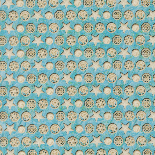 Saltwater Aqua The White Pearl Novelty Shells yardage