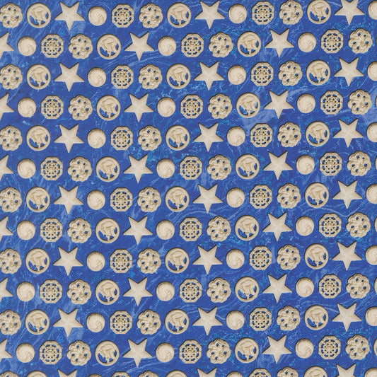 Saltwater Dark Blue The White Pearl Novelty Shells yardage