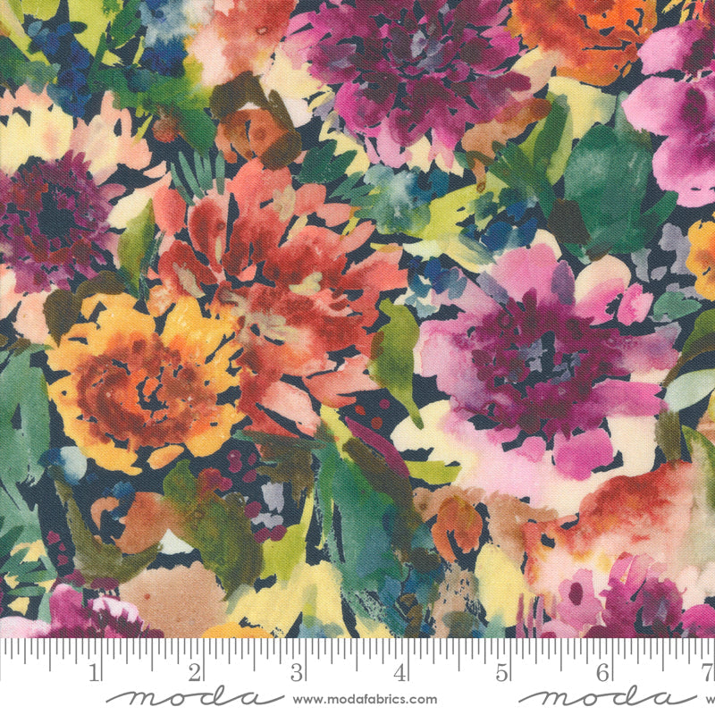 Floribunda Summer Florals Midnight by Create Joy Project for Moda Fabrics 39803-12 scale