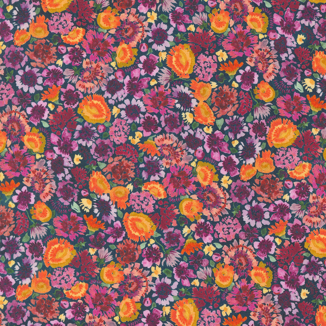 Floribunda Autumn Daze Small Floral Watercolor Autumn Fall Midnight by Create Joy Project for Moda Fabrics 39809-12