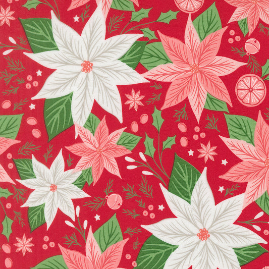 Merrily On High Florals Poinsettia Christmas Red by Sweetfire Road for Moda Fabrics 43210-13