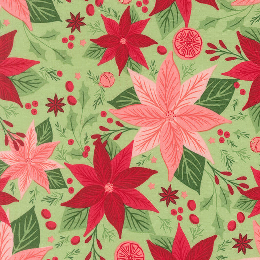 Merrily On High Florals Poinsettia Evergreen by Sweetfire Road for Moda Fabrics 43210-15