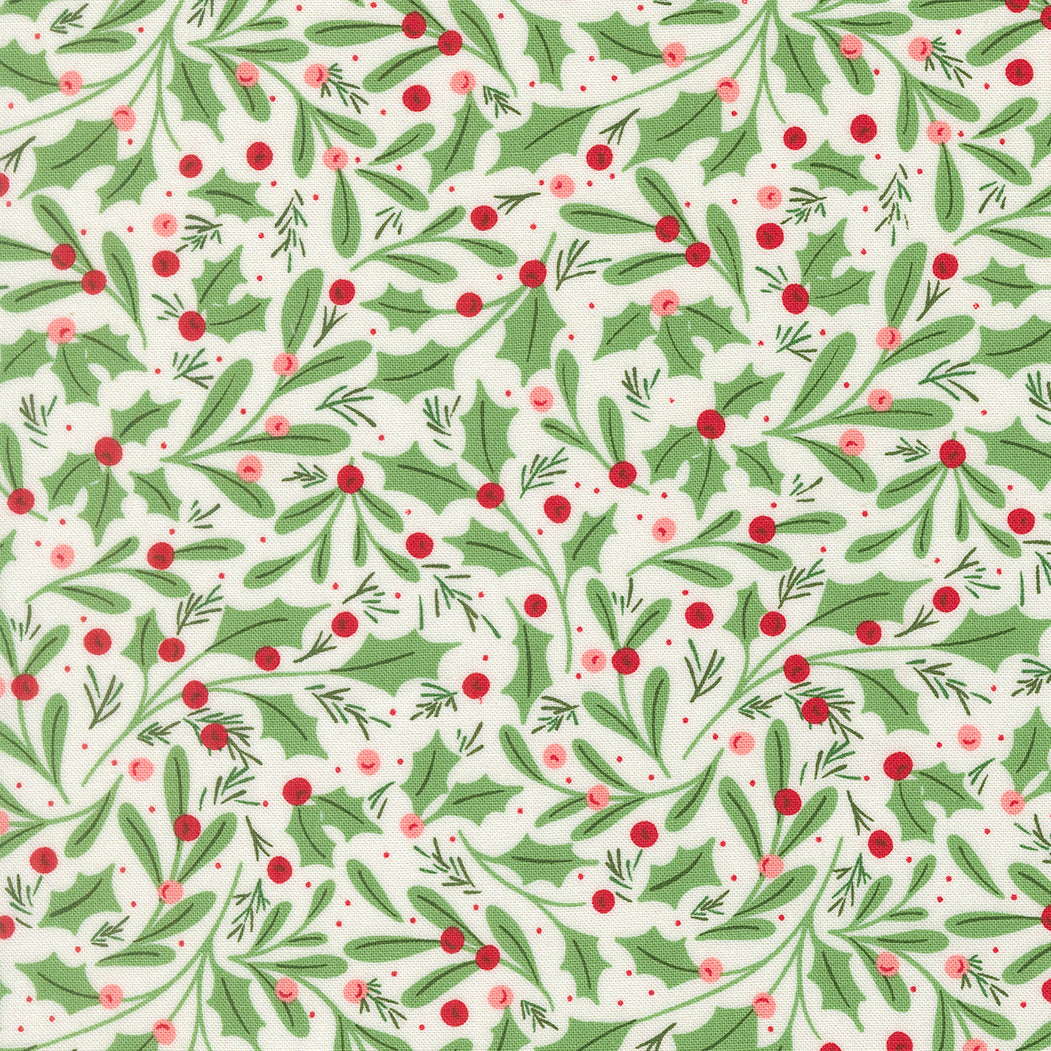 Merrily On High Winter Berries Christmas Holly Snow by Sweetfire Road for Moda Fabrics 43211-11
