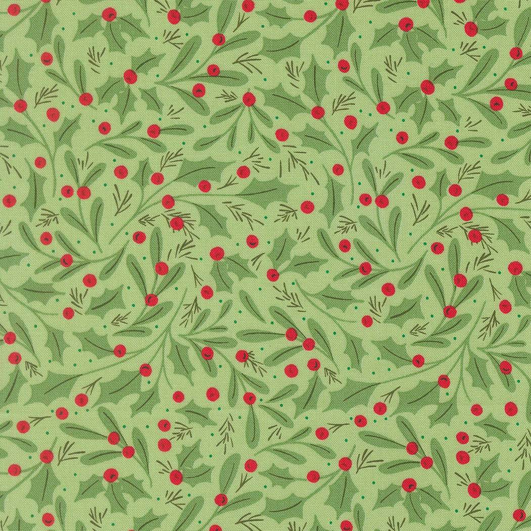Merrily On High Winter Berries Christmas Holly Evergreen by Sweetfire Road for Moda Fabrics 43211-15