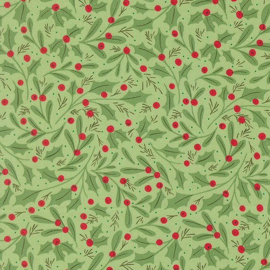 Merrily On High Winter Berries Christmas Holly Evergreen by Sweetfire Road for Moda Fabrics 43211-15