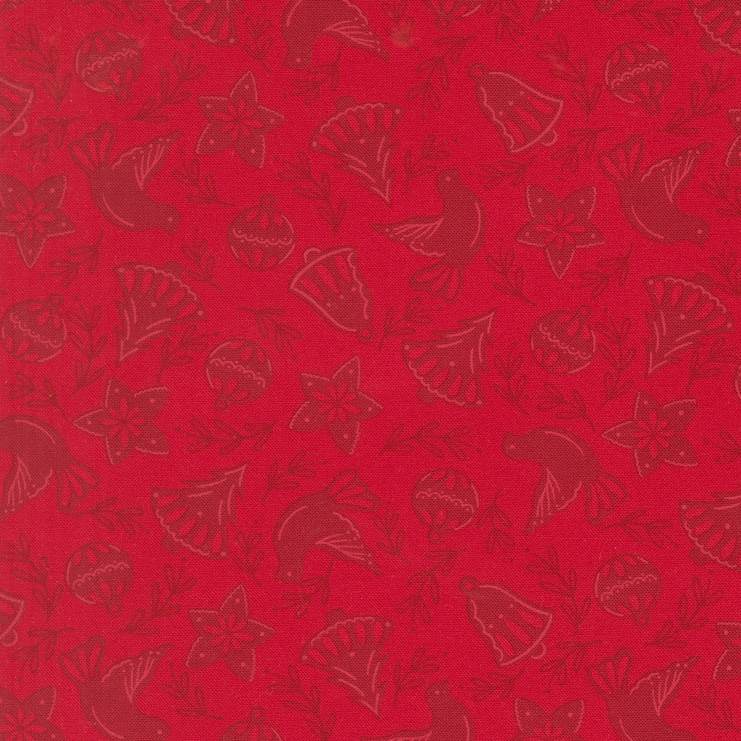 Merrily On High Cookie Cutters Novelty Christmas Red by Sweetfire Road for Moda Fabrics 43213-13