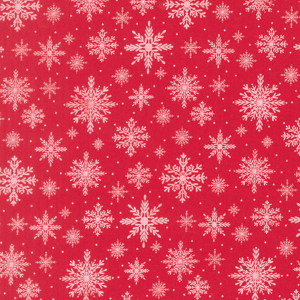 Merrily On High Softly Snowing Christmas Snowflake Christmas Red by Sweetfire Road for Moda Fabrics 43214-13