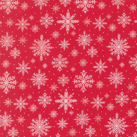 Merrily On High Softly Snowing Christmas Snowflake Christmas Red by Sweetfire Road for Moda Fabrics 43214-13