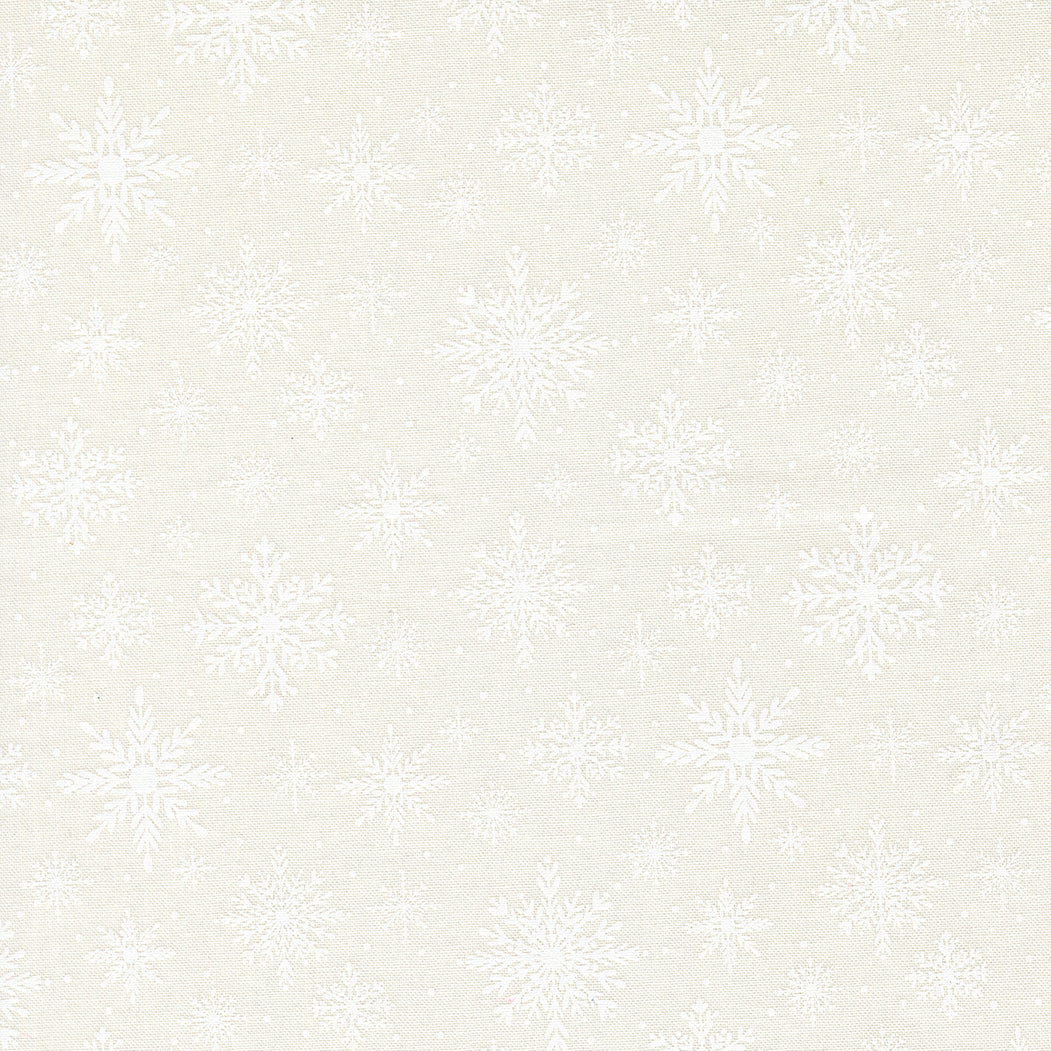 Merrily On High Softly Snowing Christmas Snowflake Snow White by Sweetfire Road for Moda Fabrics 43214-21