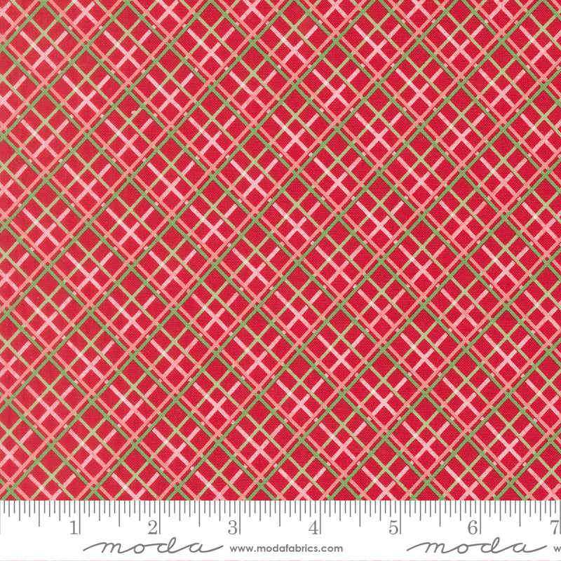 Merrily On High Pretty Plaid Paper Checks and Plaids Christmas Red by Sweetfire Road for Moda Fabrics 43215-13 scale