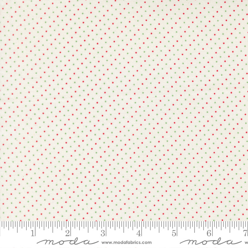 Merrily On High Festive Dot Dots Snow by Sweetfire Road for Moda Fabrics 43216-11 scale