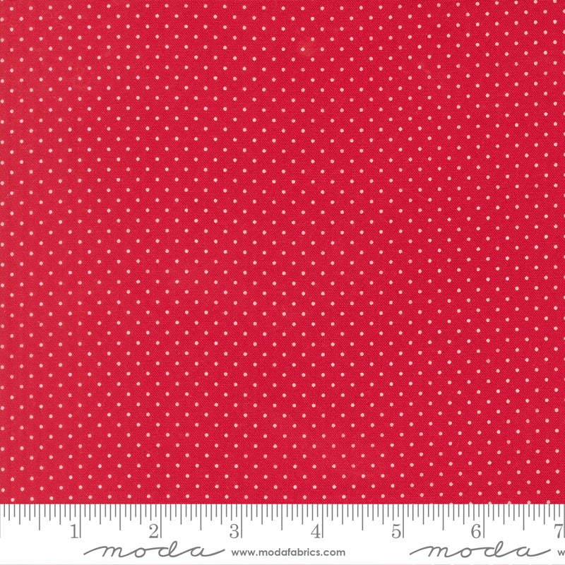 Merrily On High Festive Dot Dots Christmas Red by Sweetfire Road for Moda Fabrics 43216-13 scale